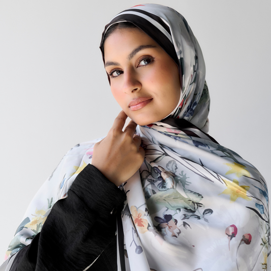 Satin| Black Floral Me