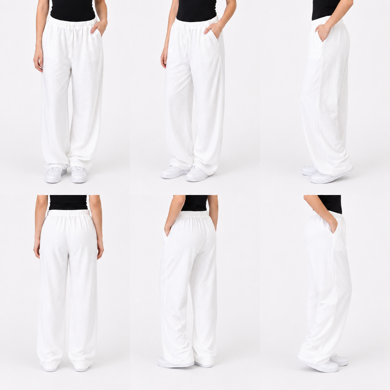 Linen elastic pants | white