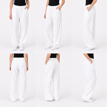 Linen elastic pants | white