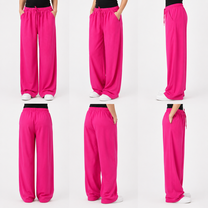 Linen elastic pants  | Fuchsia