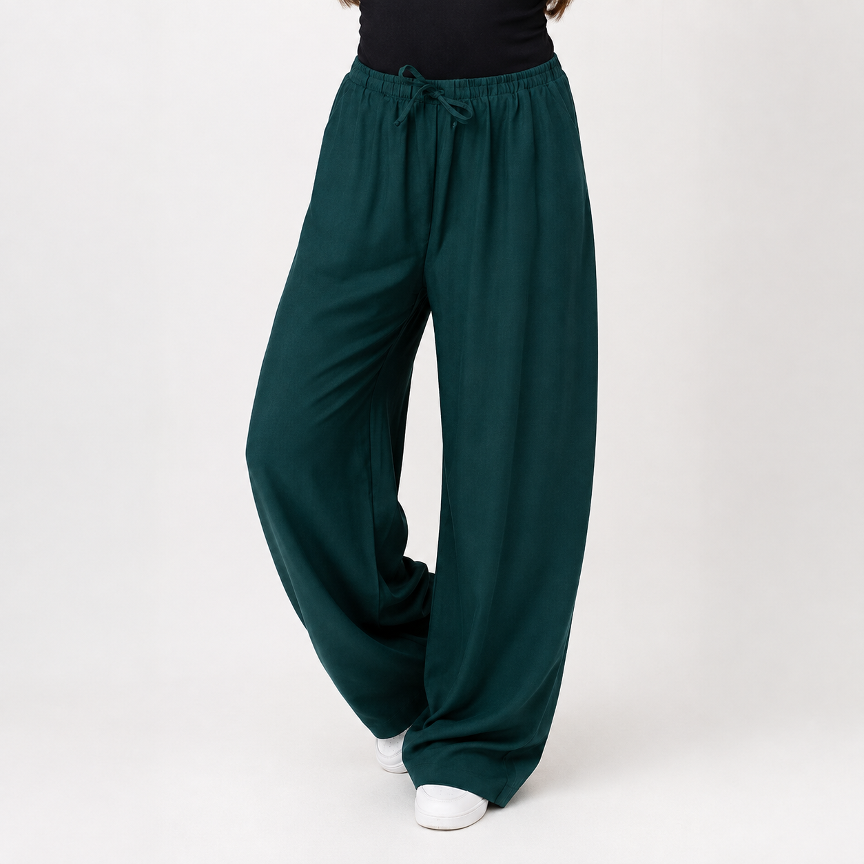 Linen elastic pants | Forest Green