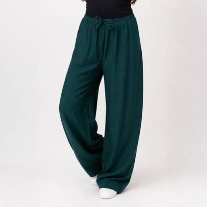 Linen elastic pants | Forest Green