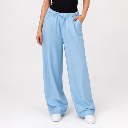 Linen elastic pants | Powder Blue